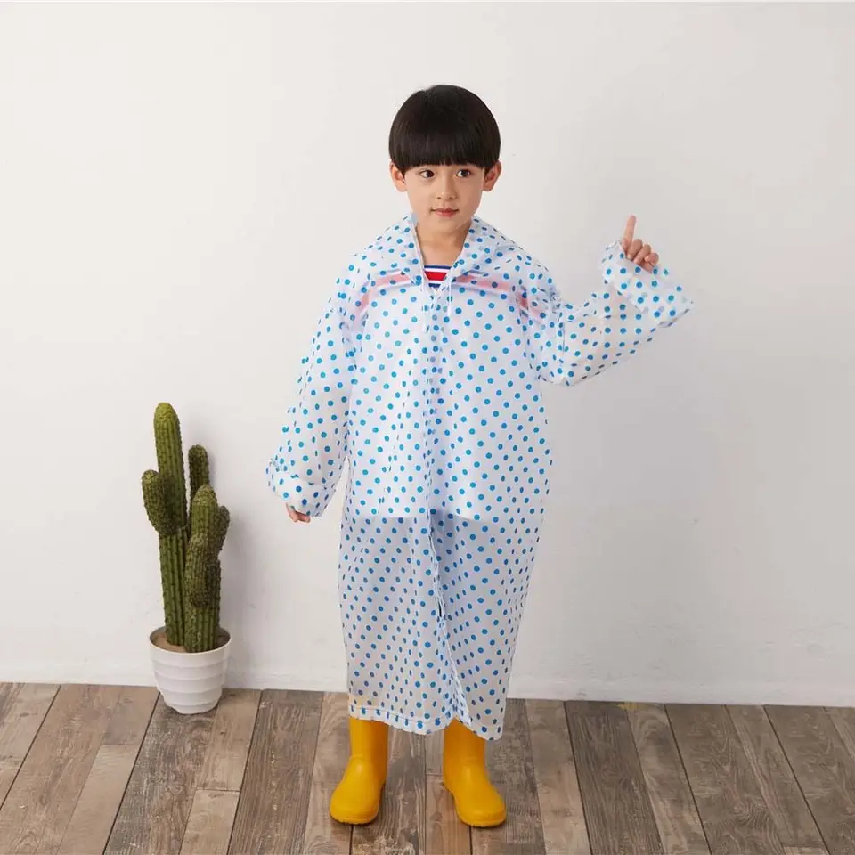Bodky deti s kapucňou Nájazdné pláštenky nezdržiavateľné Eva Boys and Girls Rain Gear vodotesný dažď