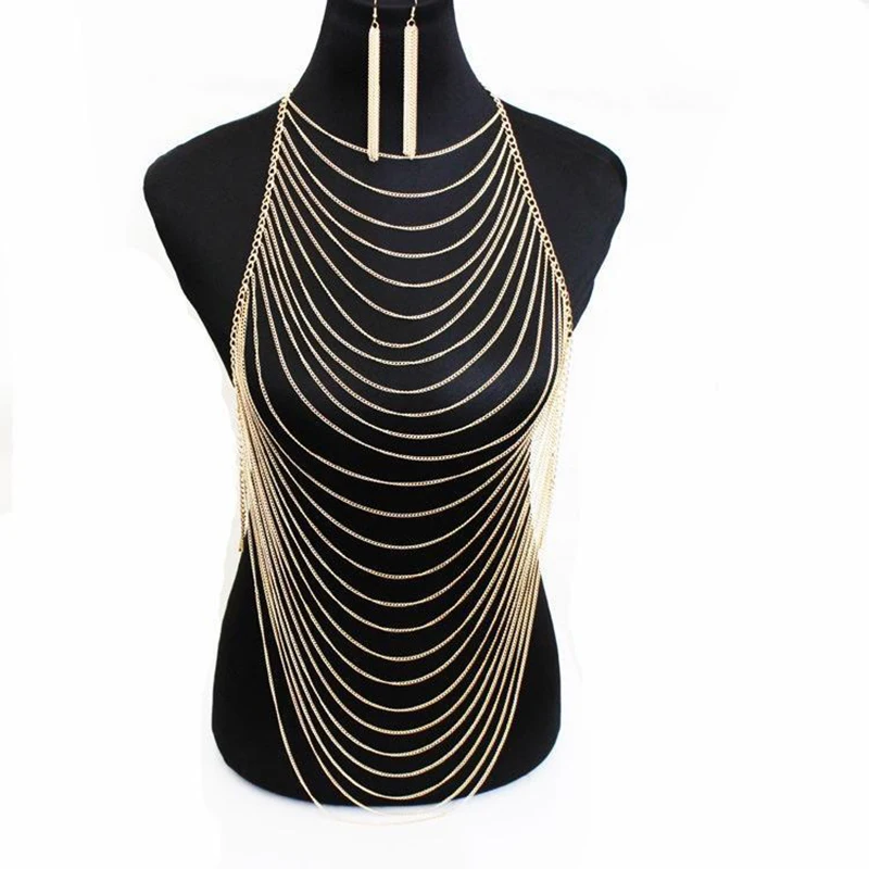 Body reťazec sexy ženy móda Tassel boho backless girl plné brušné podprsenky bikiny šperky sada kostým bari festival festival doplnky