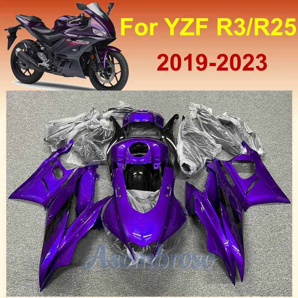 Body set pre Yamaha yzfr3 yzfr25 2019 2020 2021 2022 2023 R25 R3 19-23 Purple Sawings Súpravy Vysoko kvalitné vstrekovanie Ab
