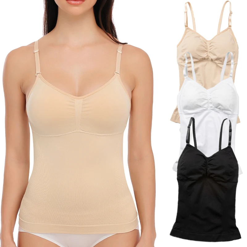 Body shaper mäkké plynulé chudnutie nádrže odnímateľná podložka Cami Tank top Pohodlné plus veľkosť žien Shapewear Polded vesta Dropship