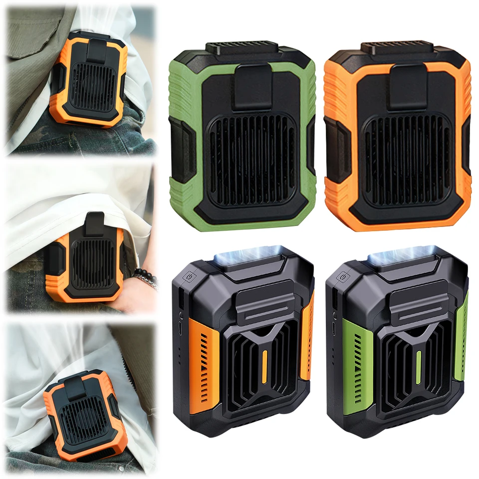 Body ventilátor 4000 mAh Nabíjateľný chladný klip ventilátor prenosný výkon branká baterka visiaci krk ventilátor pre vonkajšie práce na turistickom kempingu