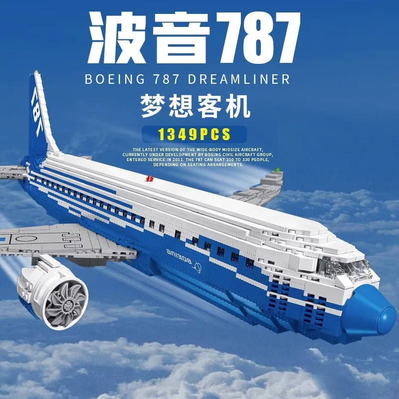 Boeing 747 Dreamliner Building Blocks Model dekorácie hádanky zostavy hračky pre darček