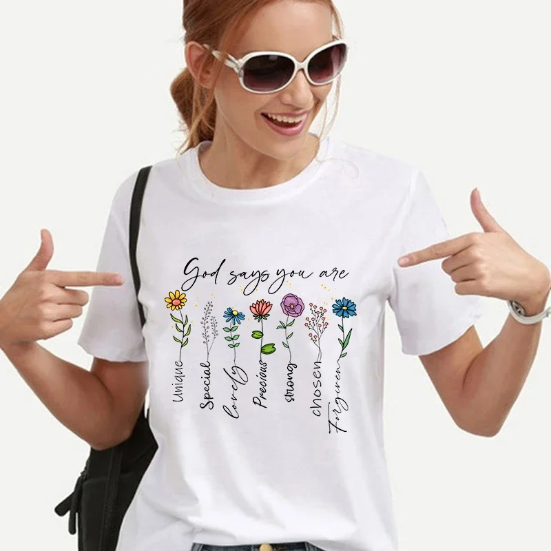 Boh hovorí, že ste jedinečné tlačené ženy, tričká Tops tops gospel Music Fashion Streetwear Tops Tops náboženstvo viera kresťanské tričko femme