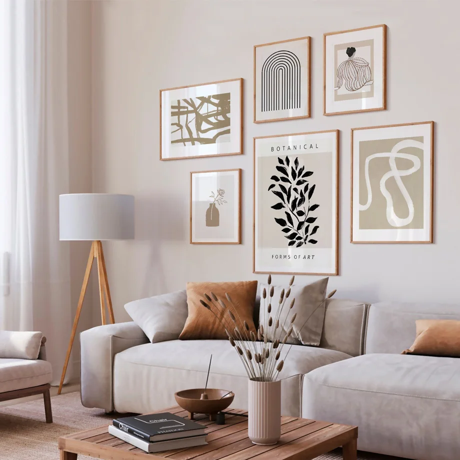Boho abstraktné geometrické šnúra pruh Žena Váza list rastlina stena nástenné maľba maľba moderný plagát a výtlačky obývacia izba dekor