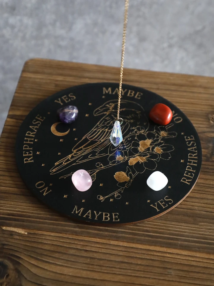 Boho drevená tarotová veštená doska Divinová doska Bird Moon Room dekor kyvadlová doska čarodejnícky držiak krištáľový držiak Energy carven tanier carven
