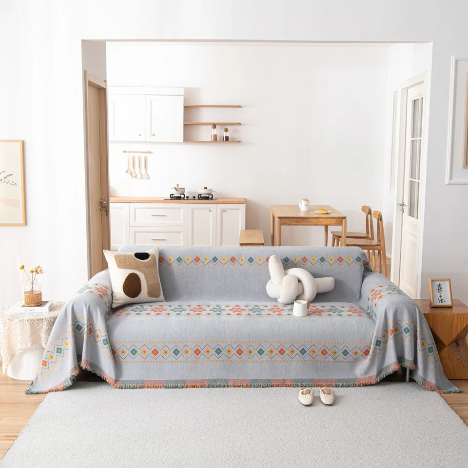 Boho farebný Jacquard Chenille Sofa Uterák