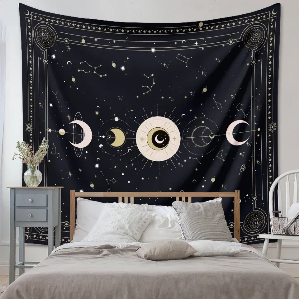 Boho mesiac fáza tapiséria nástenné závesné steny