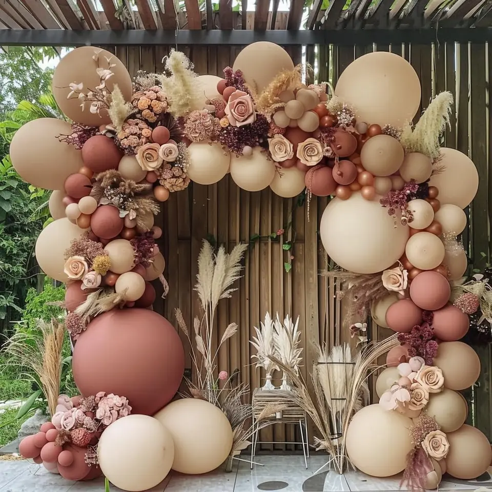 Boho prašné retro ružové balóniky Garland Arch Kit kit nevesta svadobná oslava Dievčatá Dievča