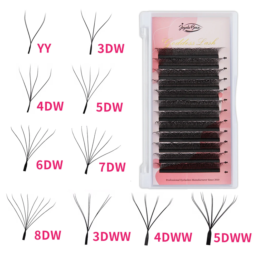 Bohyňa 3D/4D/5D/6D/7D/8D W Shape Lashes 4D Premade Fan Lash Extensions 0,07 C/D Curl Natural Soft High Kvalitné idividuálne riasy