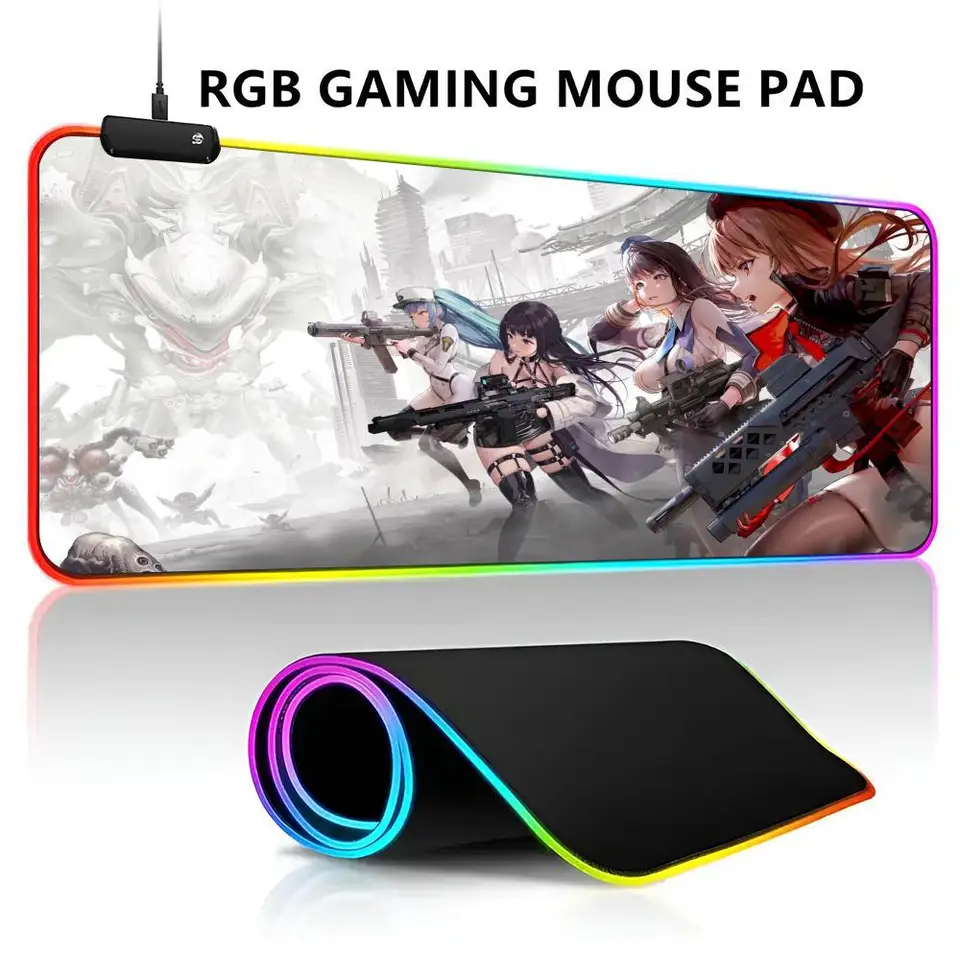 Bohyňa víťazstva Nikke RGB LED svetlo svetlo Gaming Nepremokavá veľká gamerová koberec myš Big Mause Keyboard Pad Pad Desk Play Mat s B
