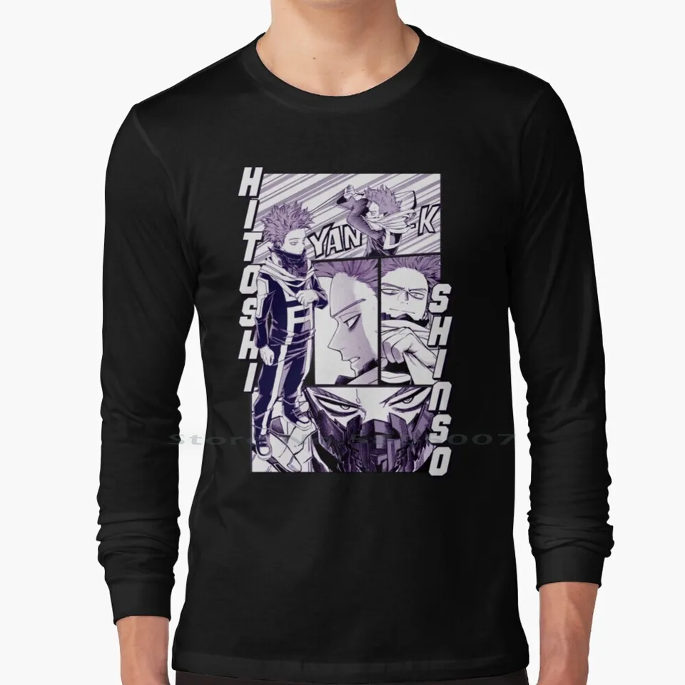 Boku no hrdinský akademickí shinso 100% bavlnená tričko s dlhým rukávom Mha bnha boku no hrdinský akademickú akademickú akademickú akademickú šírku hitoshi hitoshi shinsou