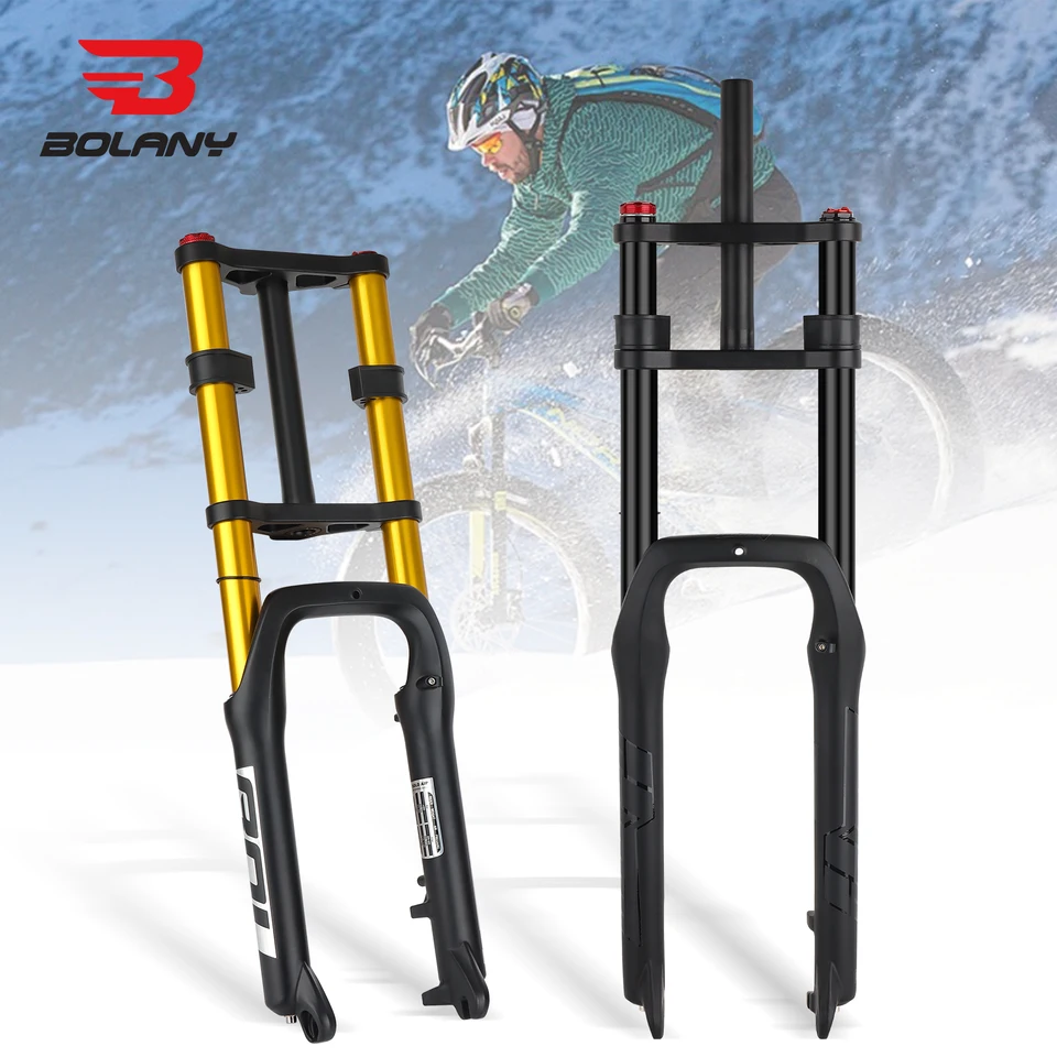 Bolany Double Ramen Sneh predná vidlica 20*4,0 palca / 26*4,0 palca MTB Fork 130 mm cestovné vzduchové bicykle Vidlička E-Bike Fork