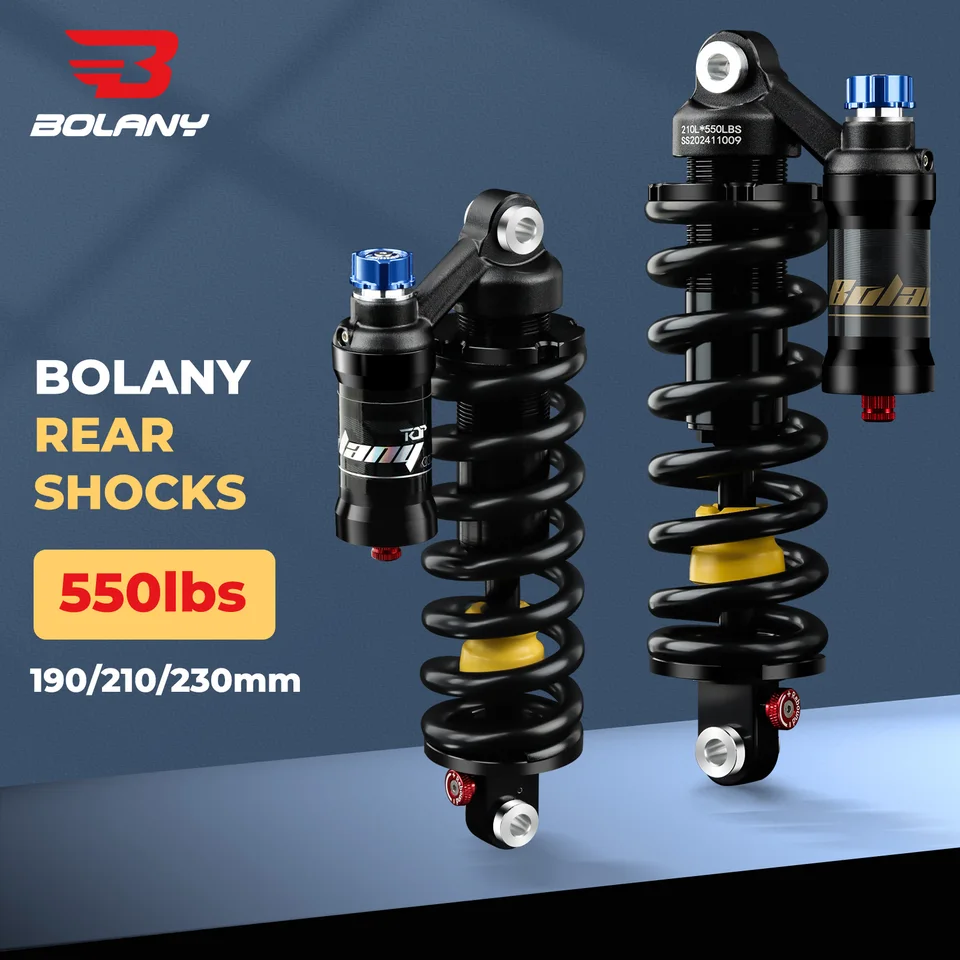 Bolany MTB Zadný zavesenie šoku 190/110/230 mm 6066 zliatiny nastaviteľná pružina cievok pre bicykle z kopca a elektrických horských bicyklov
