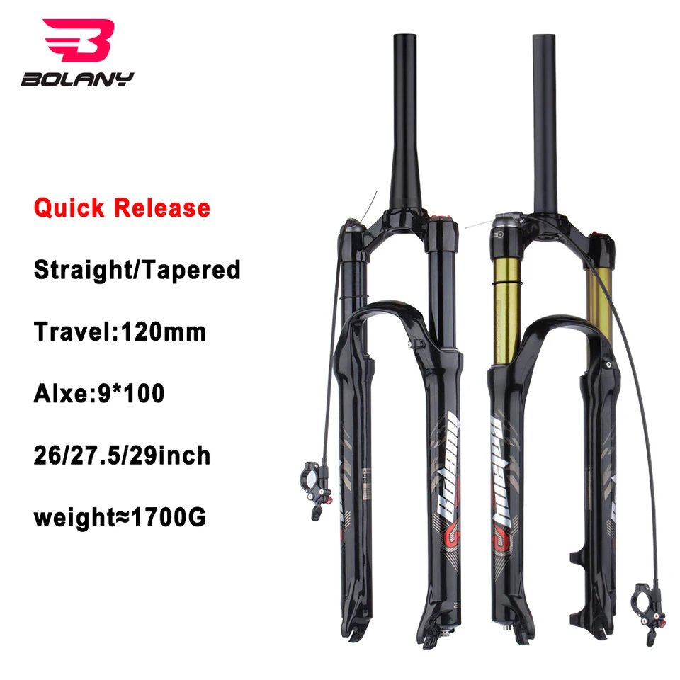 Bolay MTB Suspension Air Olej prednej vidlice horčík zliatiny zliatiny Vidlitý zdvih 120 mm 26/27,5/29 