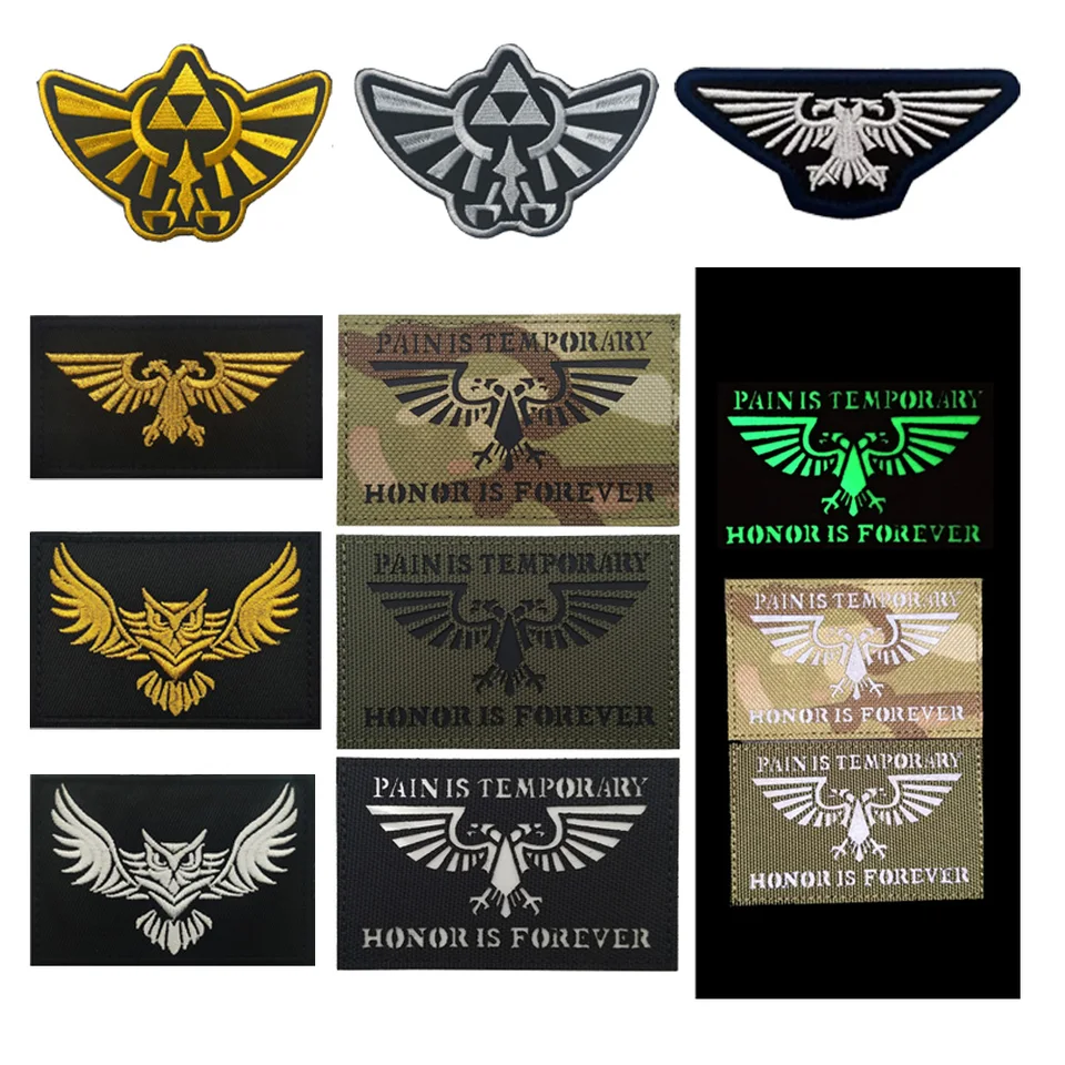 Bolesť je dočasná čestná česť je navždy Ir svetelný insignia vyšívané pilotné piloty rozprestierajte krídla krídla dvojhla