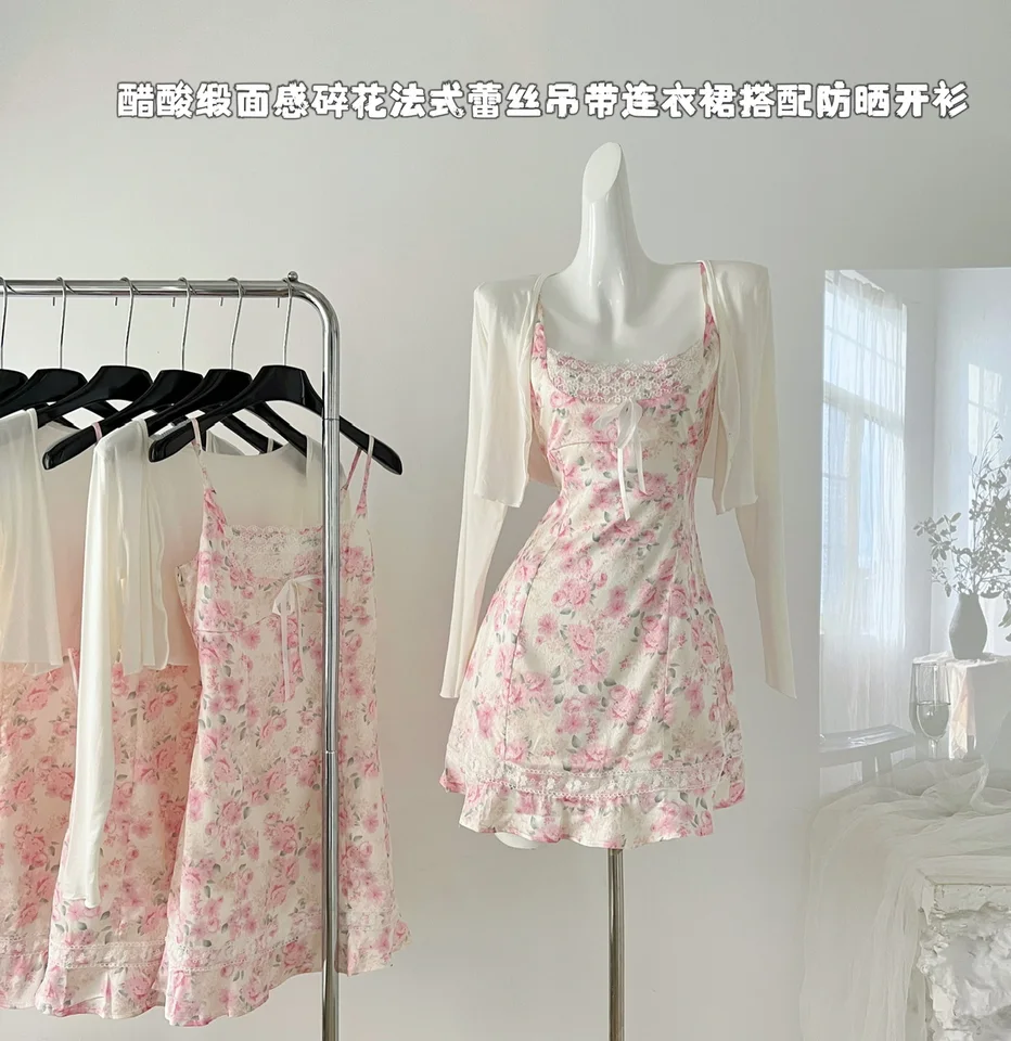 Bomon French First Love Sweet Lace Susrender kvetinové šaty rozprávkový pás Design dizajn krátke sukne leto leto