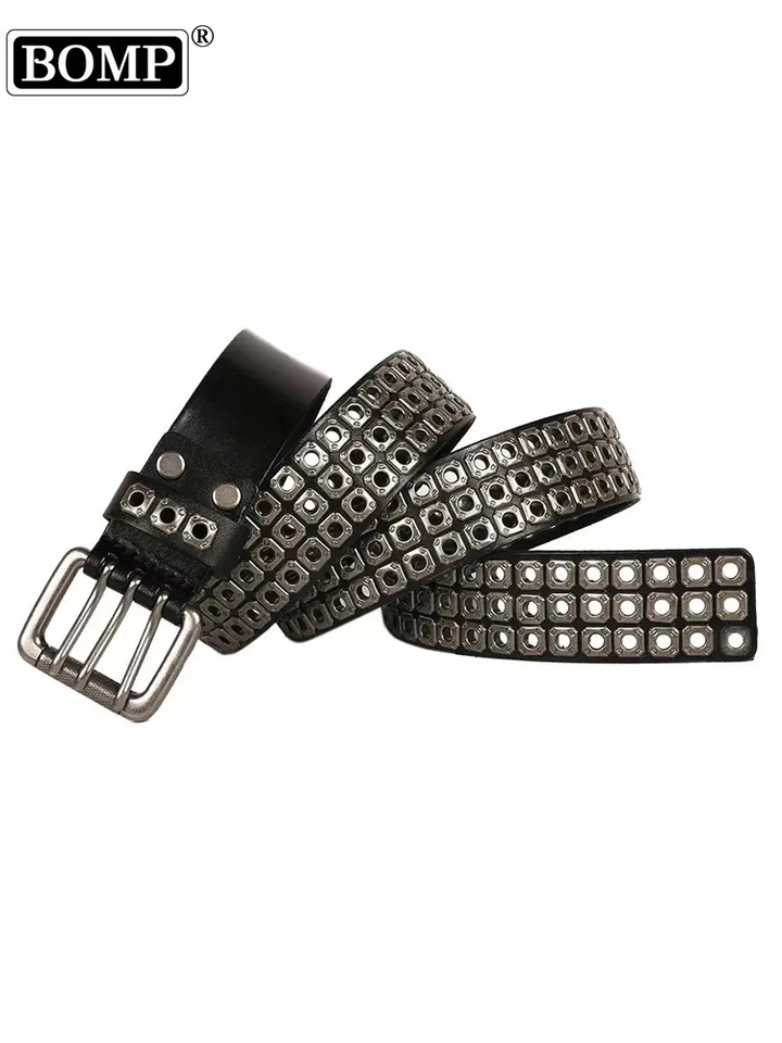 [Bomp] Gotický tmavý vietor ya dutá vŕba na nechtovej hlave vrstvu Cowhide Punk Belt Race