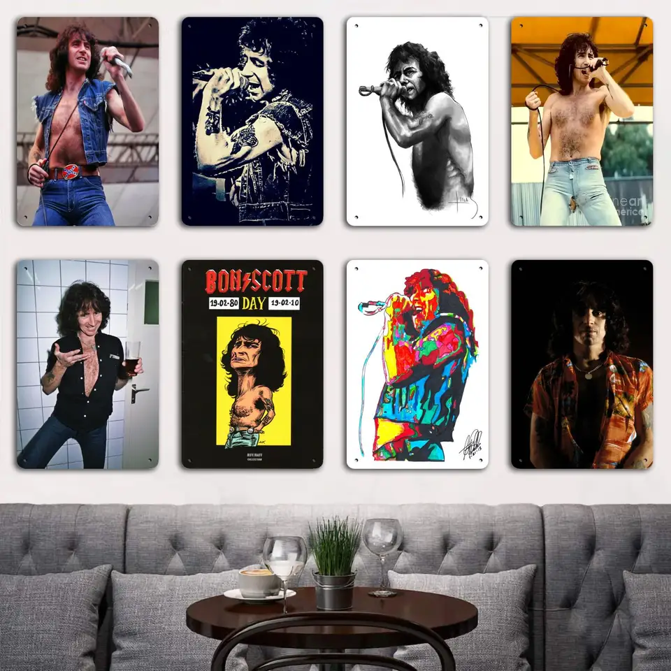 Bon Scott Tin Metal Plaques and Signs Wall Decor, Captain Plagát, Vintage Decor, Bar, Pub, Club, Wall Decorácie