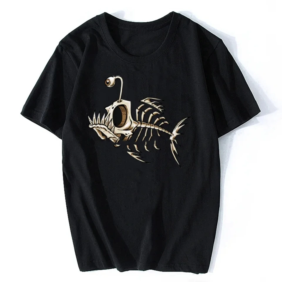 Bonefish lebka hlbokomorské rybie kostra kostra vtipný rybár rybár Tričko Tričko Cotton O-krk krátky rukáv Dám