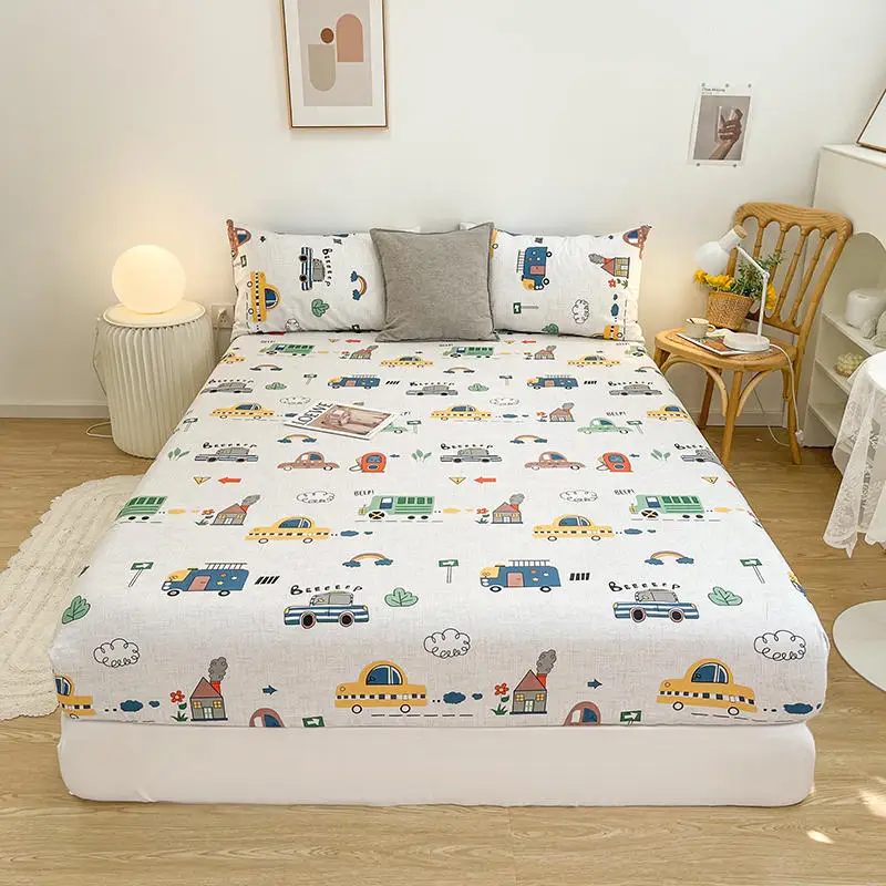 Bonenjoy 1pc Pure Cotton Monostená posteľ s elastickým kresleným tlačným postelom kryt
