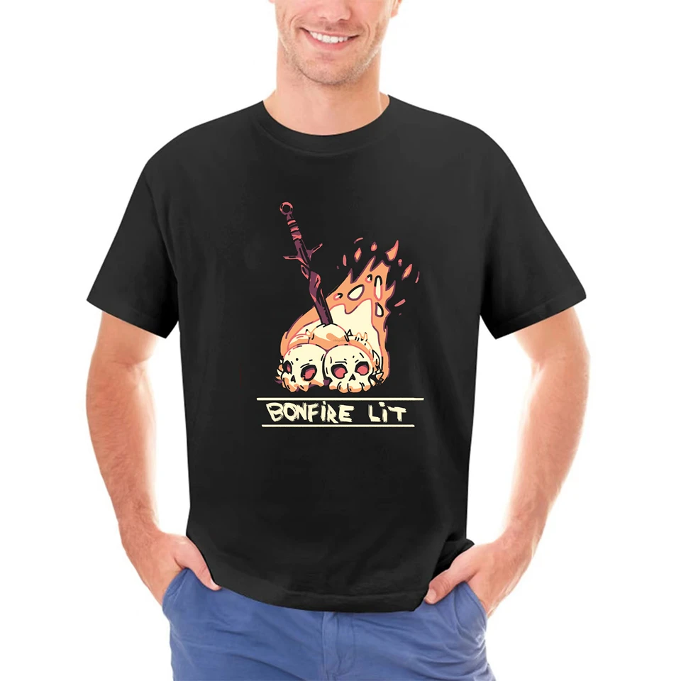 Bonfire Lit Dark Souls inšpirované herné tričká Pánske tričká Funny Design Tee tričko