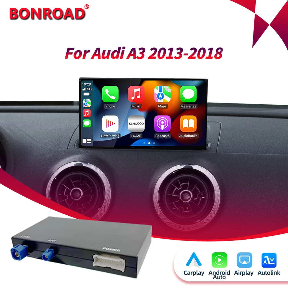 Bonroad Wireless CarPlay Android Auto pre Audi A3 2013-2018 s AirPlay Auto Link Bluetooth Zadné hlasové ovládanie fotoaparátu