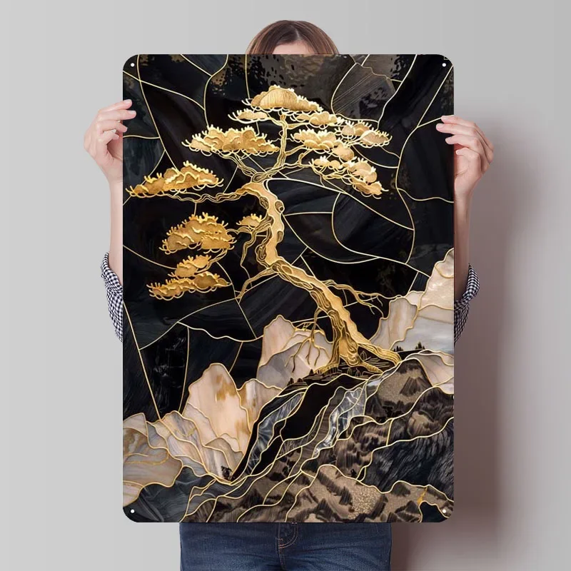 Bonsai Kintsugi Tinplate plagát Wall Art Decro Retro Metal Sign Plakety pre bar kaviareň na kaviareň Decoration Room Decor Estetics