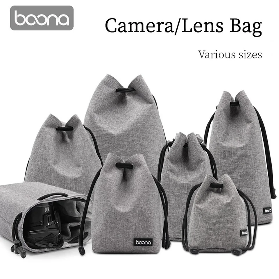 Boona Camera Bag Batkack šošovky tašky na šnúrku vrecko fleece nepremokavá taška na kameru Ochranná pre dslr Nikon Canon Sony Pentax