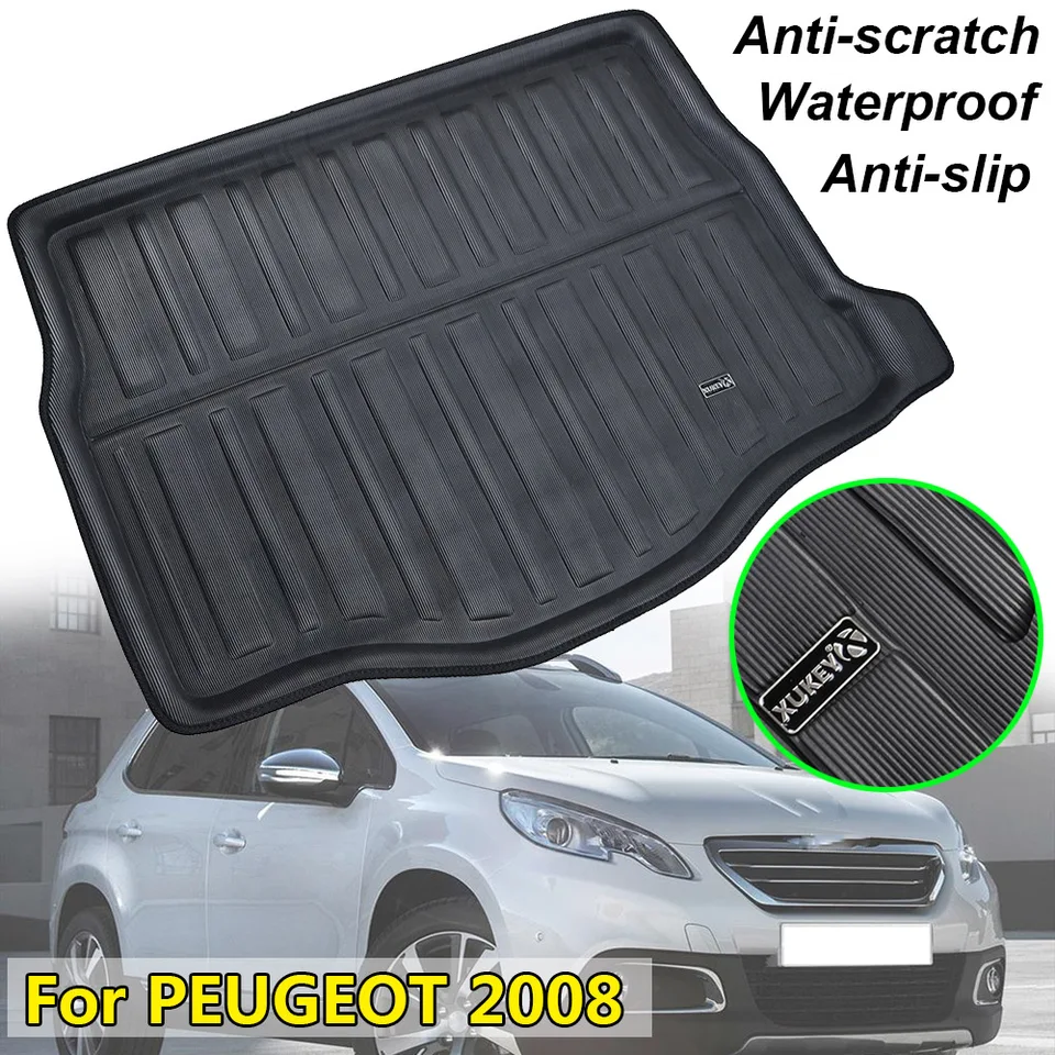 Boot Liner Fit for Peugeot 2008 Zadný kmeň nákladný nákladný podlahový podlahový podlahový podkladový koberec koberec bahen kick chránič Pad 2013 2014 2015 2016 2017 2017 2018