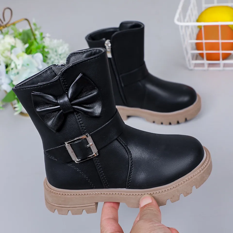 Boots Girls Veľkosť 3 detské topánky s hrubými podpätkami a mäkkými podrážkami topánky pre veľké dievčatá prírodné gumové dažďové topánky
