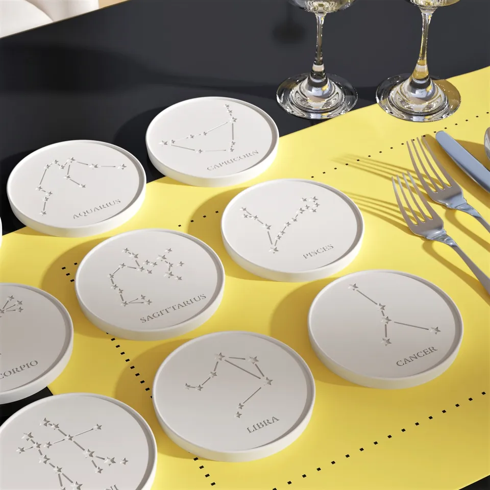 Boowan Nicole 12 Constellations Coaster Fold Fold Round Dish Silikónová forma pre betónový cement Epoxidová živicia pleseň
