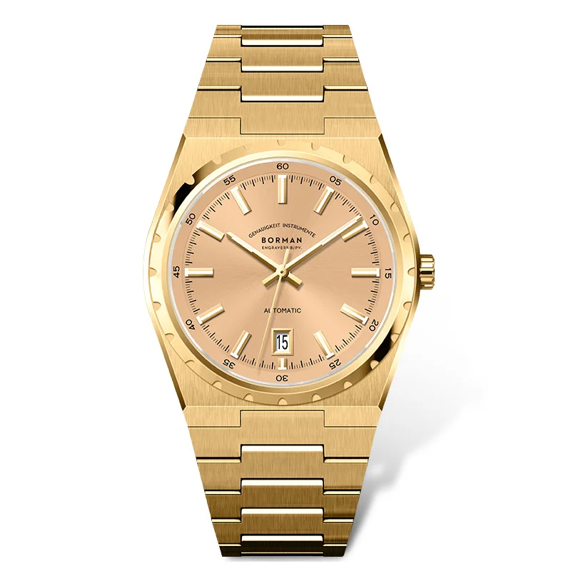 Borman Men Automatické hodinky 40 mm vintage Mechanické náramky ultra hrúbka 5bar vodotesný zafír žiarivý Miyota 9015