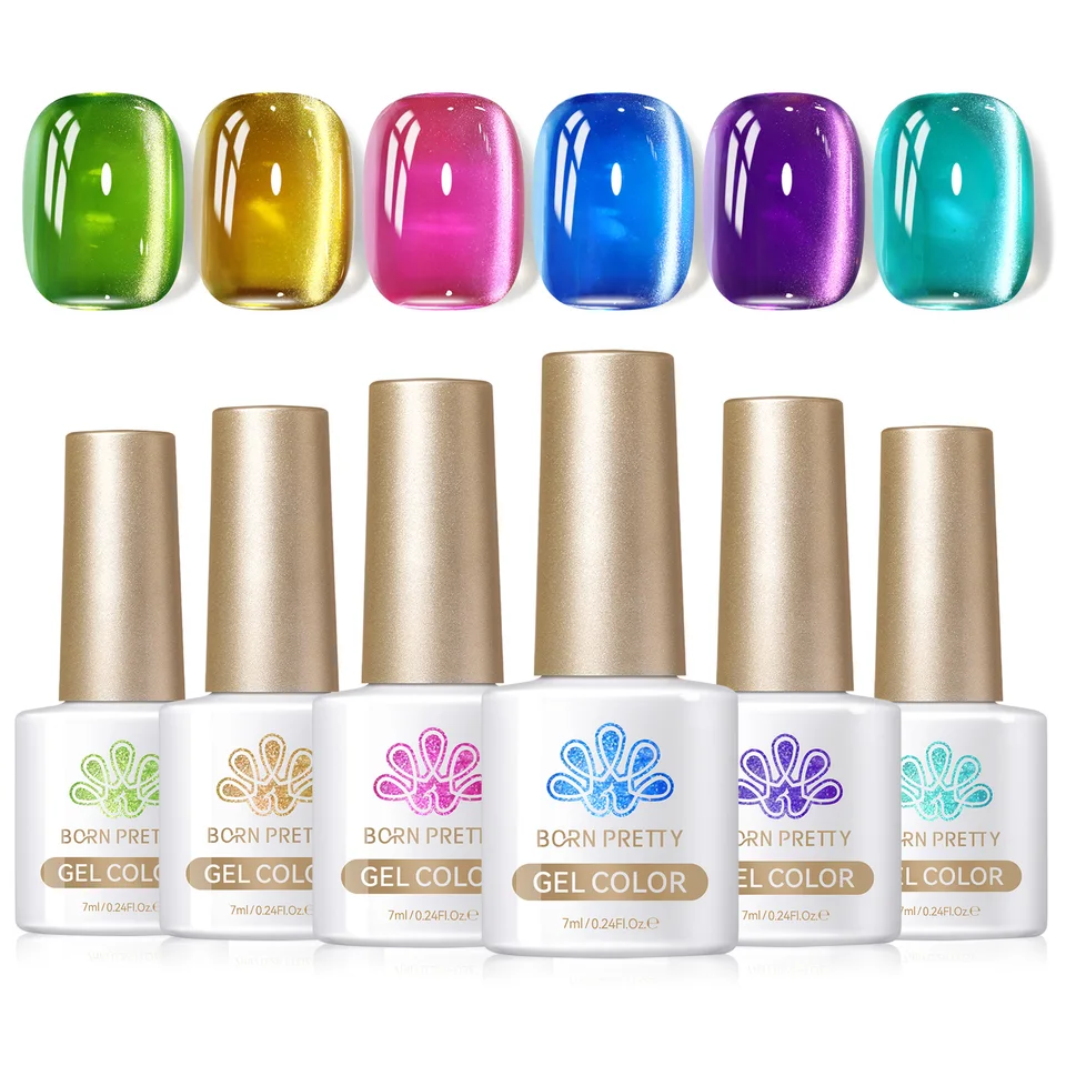 Born Pretty 6ks Crystal ružový gél lak na nechty na nechty jelly Amber Nude Winter Semi Trvalé nasiaknutie UV LED LED manikúry súpravy