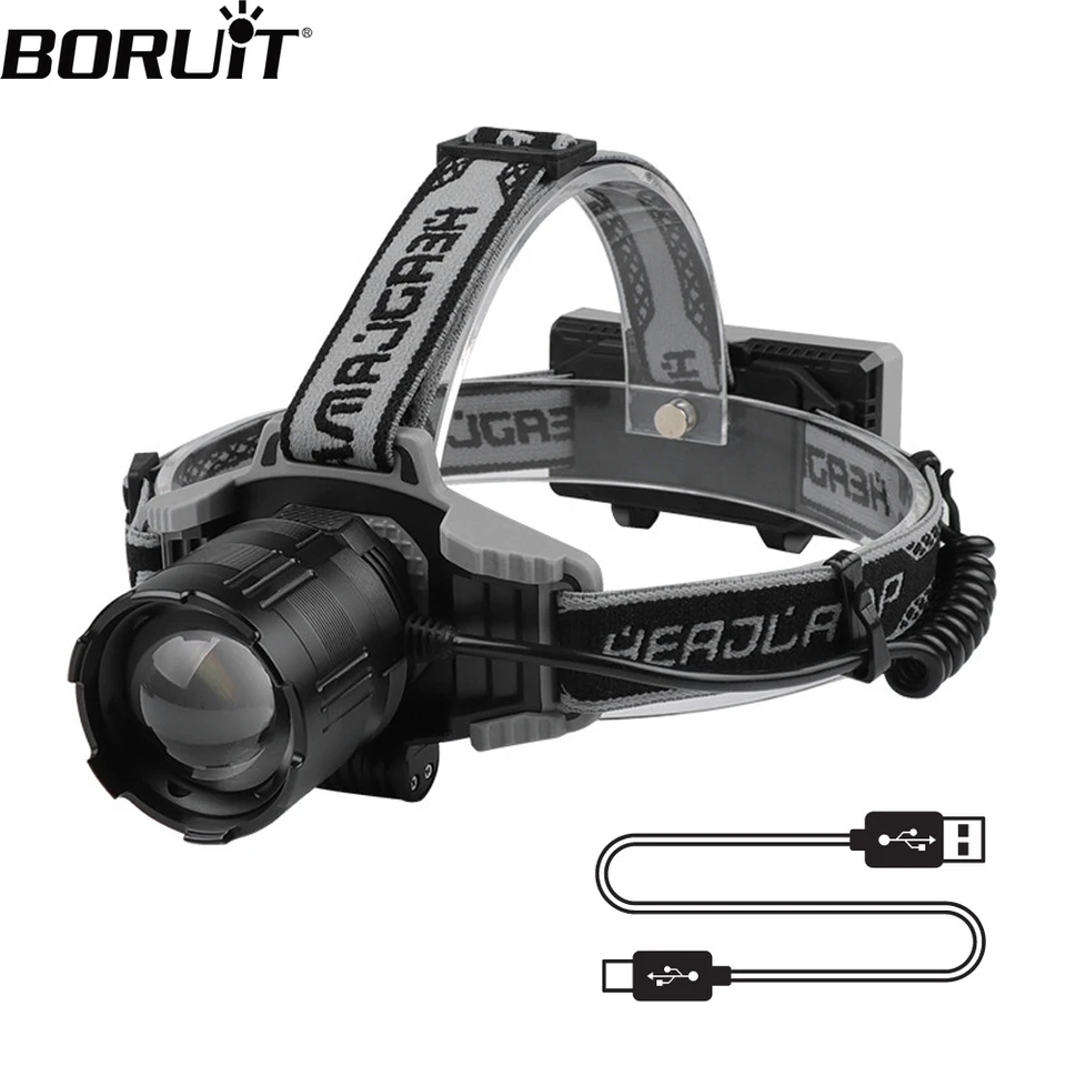 Boruit Super Bright 30W LED svetlomet Zvlášť nabíjateľné typu C nabíjateľné 18650 VÝSTRAHA VÝSTRAHA VÝSTRAHA HLAVY HLAVY Rybárska lampa