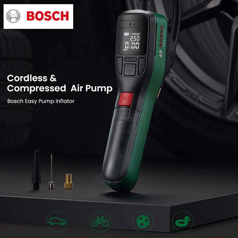 Bosch Easypypump prenosné elektrické vzduchové čerpadlo bezdrôtový kompresor LED displej 3,6 V Nafukovacie čerpadlo na nabíjateľné auto nafukovacie čerpadlo