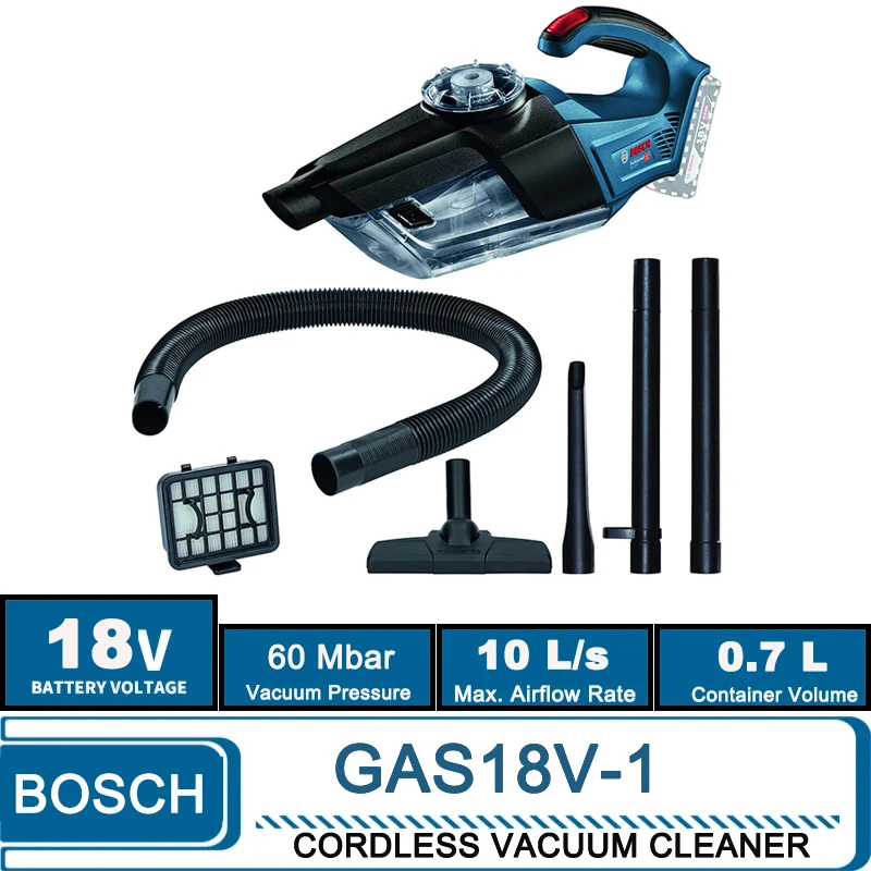 Bosch Gas 18V-1 bezdrôtový vákuový čistič Domácnosť 18 V 6 000 PA VÝKONNÝ Priemyselný vysávač pre chliep