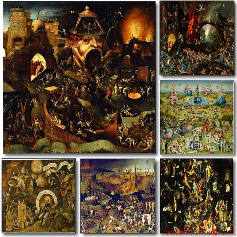 Bosch hieronymus na záhrade pozemských potešení plagát, klasické slávne maľby výtlačky nástenné umenie maľba maľba maľba