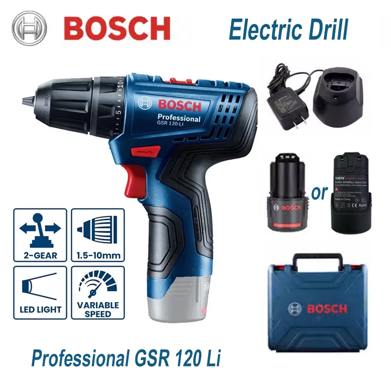 Bosch Professional GSR120 Li Brushless bez bezdrôtového elektrického vŕtača skrutkovač nastaviteľný prevodový stupeň Vŕtačka vŕtania