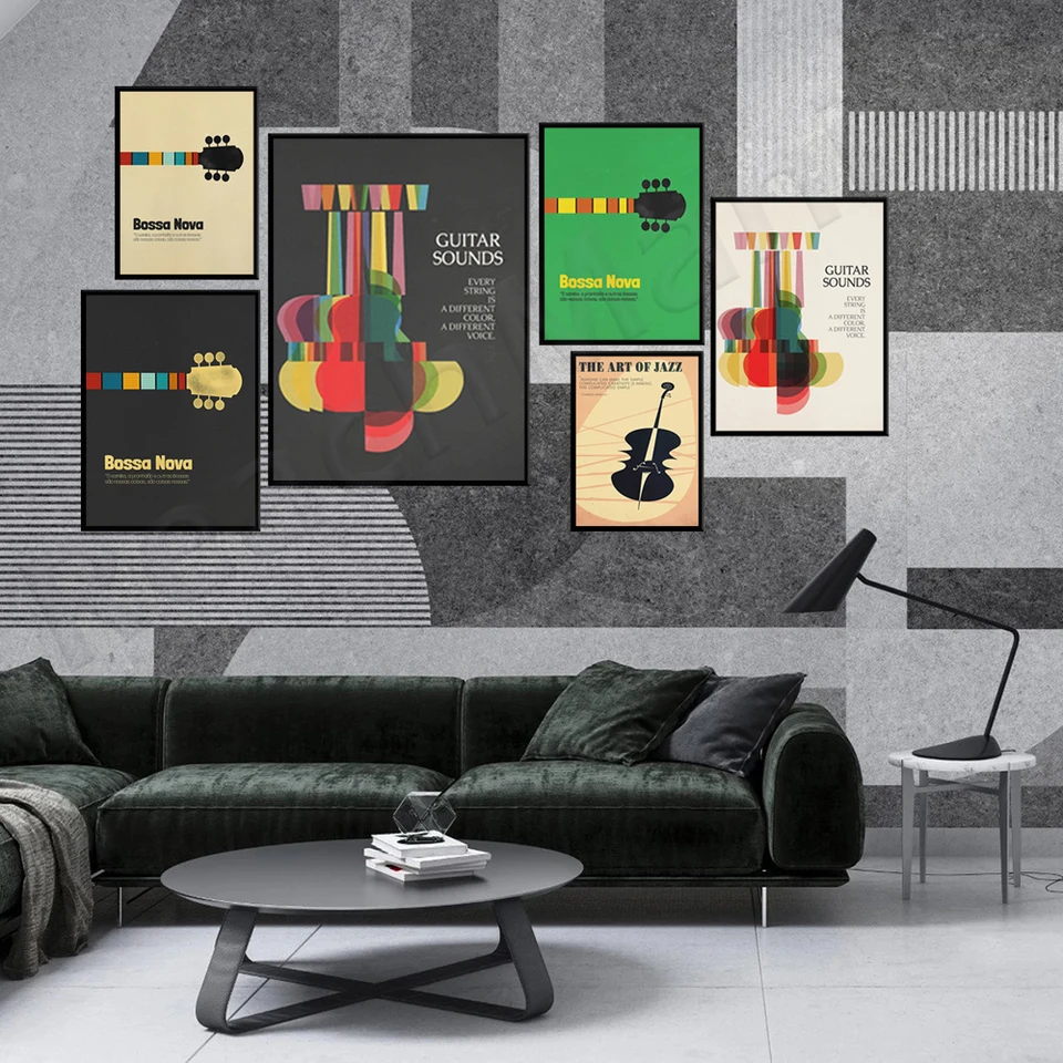 Bossa Nova plagát, jazzová tlač, brazílske umenie, gitarové umenie, brazílsky domáci dekor, jazzový darček