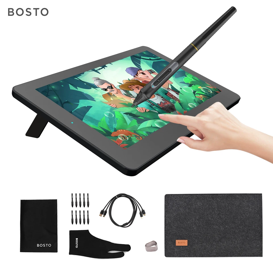 Bosto BT-12HD/BT-12HDT Výkresový tablet 11,6 palca HD H-IP LCD Grafika kresba tableta 1366*768 DISPLET 8192 TLAKOVÁ Úroveň
