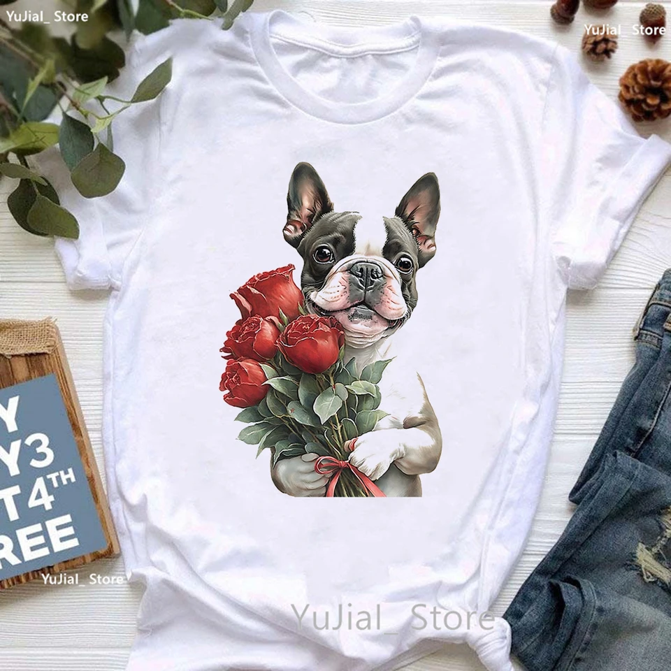 Boston Terrier Animal Print T tričko Dievčatá Watercolor Lover Lover Tshirt Dámske letné módne topy Tee tričko femme