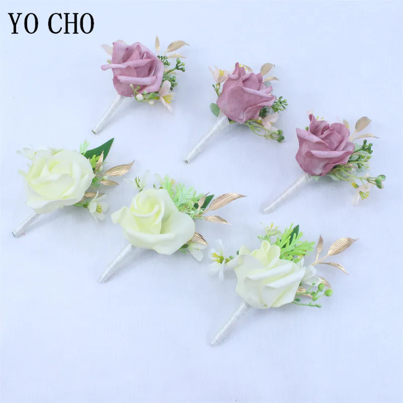 Boutonniere gombíka Muž korzet Pins Groom Boutonniere Men Svadobný svedok svedok pe rose svadobné boutonniere kvety ples