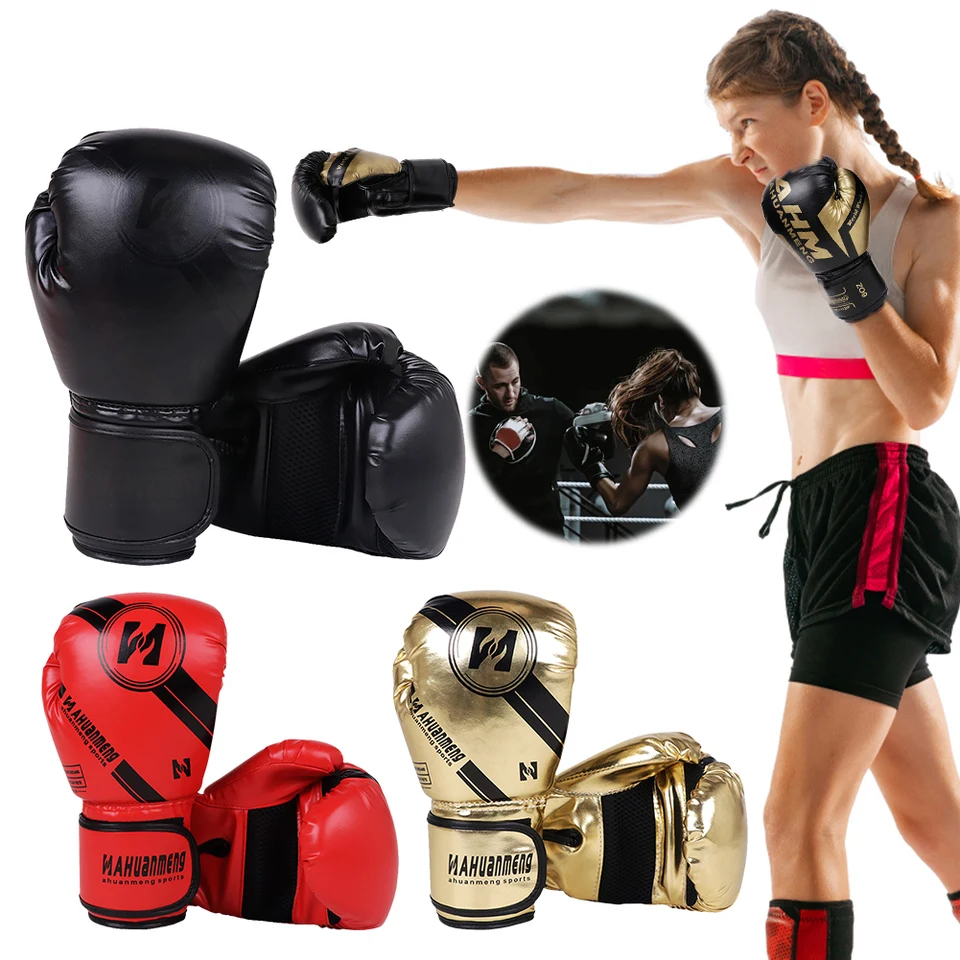 Boxerské rukavice boxerské výcvik rukavíc priedušné dierovacie vrecko rukavice PU kožené nastaviteľné punčové rukavice pre Muay Thai bojové umenia