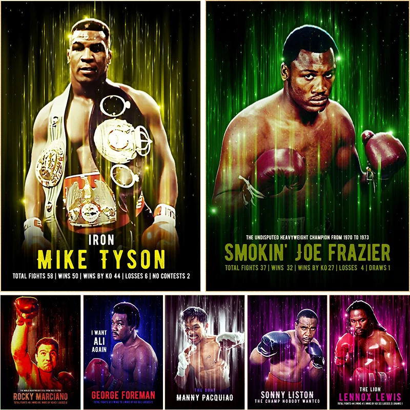 Boxing a bojové umenia Mike Tyson Hasim Rahman plagáty plátno maľba boxerská legenda nástenné umenie pre obývaciu izbu Domovod