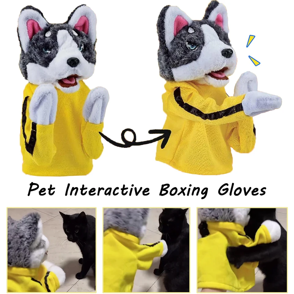 Boxing Animal Ruka bábky psie vokálne hračky Interaktívne psie boxer kung fu rukavice pre interaktívnu hravosť mačkou