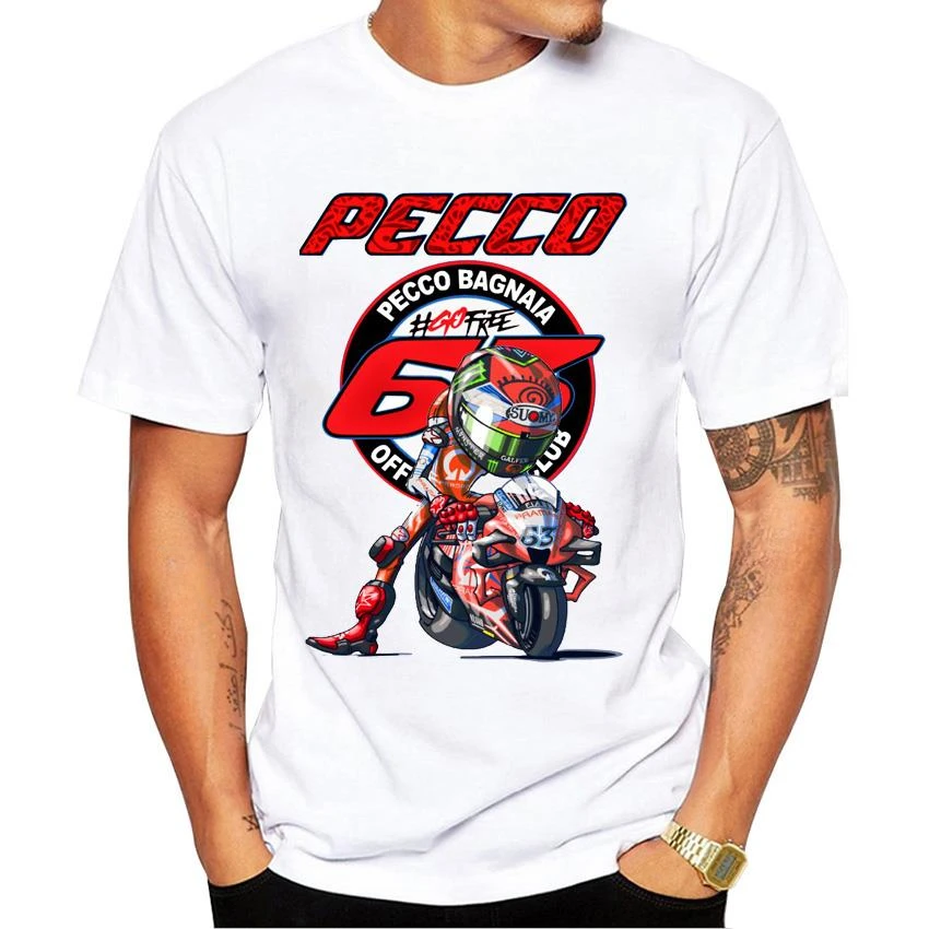 Boy Casual T košele Harajuku Motocykel šport White Tee Pecco Bagnaia 63 Francesco 2024