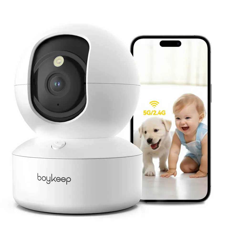 Boykeep 2K Pet Dog Camera s telefónnou aplikáciou, 5G/2,4 GHz WiFi Indoor Security Baby Camera, 360 ° Pan & Tilt, dvojcestný zvuk, nočné videnie
