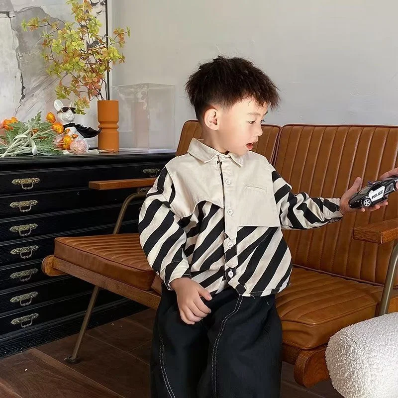 Boys Baby's Kids Blouse Coat bunda Outwear Cotton 2024 Očarujúce jarné jesenné košele Outwear tínedžeri prestreli detské zrazeniny