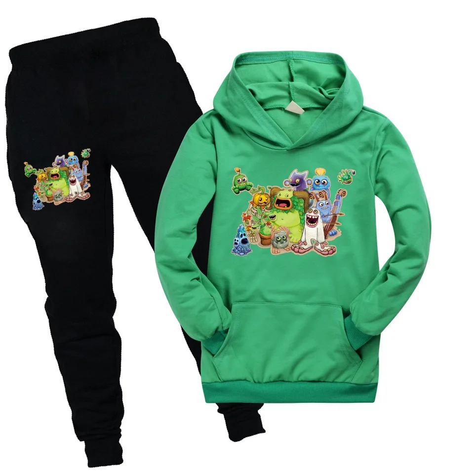 Boys Streetwear My Singing Monsters Pocket Hoodie Pants 2ks Sets Spring Kids Tracksuit detské oblečenie súpravy batoľa dievča