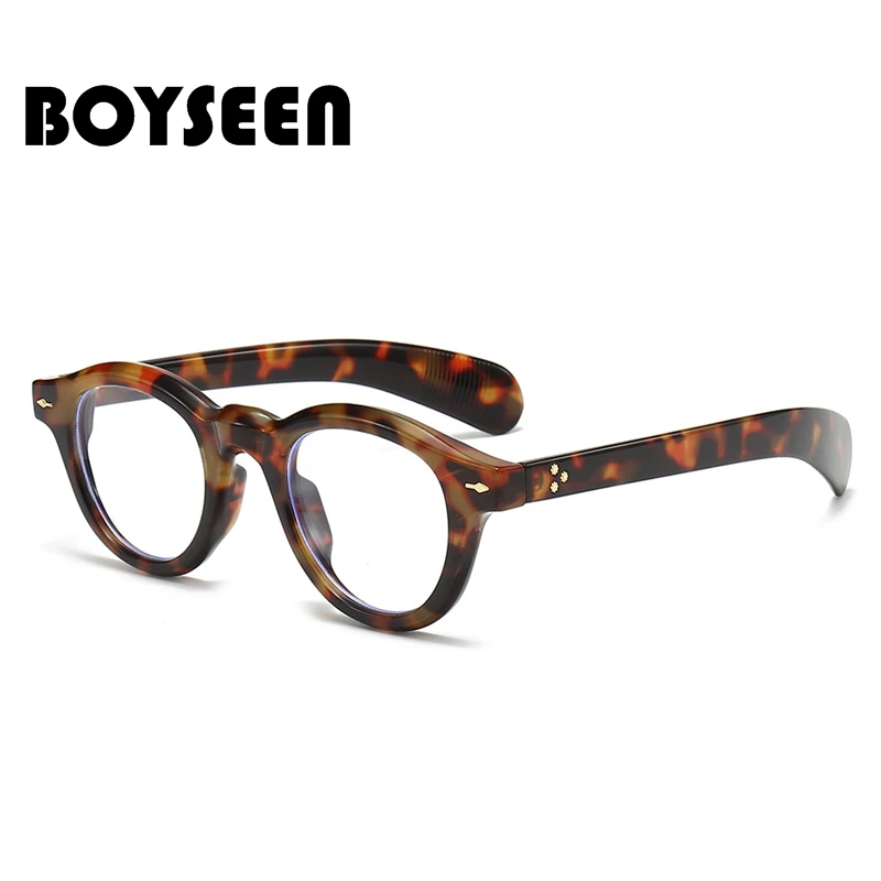 Boyseen Round Frame modré svetlé okuliare Men Ženy Vintage Čierne okuliare leopardé okuliare môžu robiť okuliare na predpis